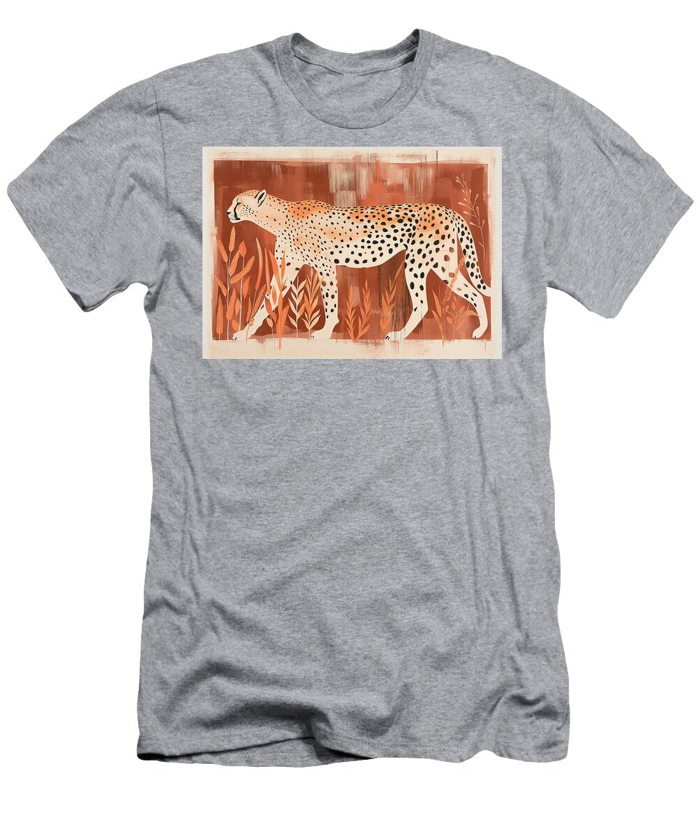 A Cheetah Walks Through Tall Grasses Its Spotted Coat Blending Sanusi Rotimi T-Shirt