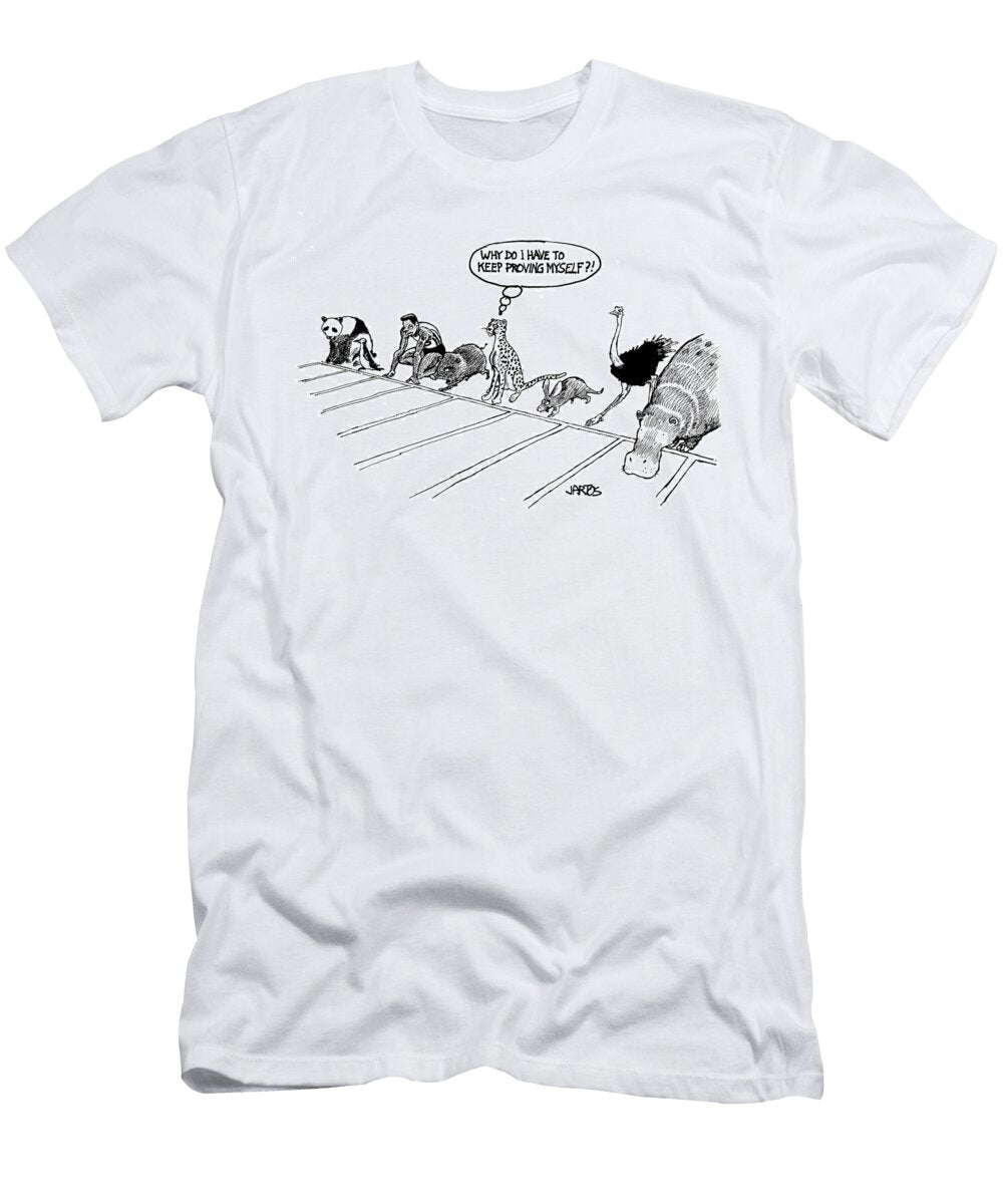 Cheetah in At the Start of a Race Thinking Why Do I George Jartos T-Shirt