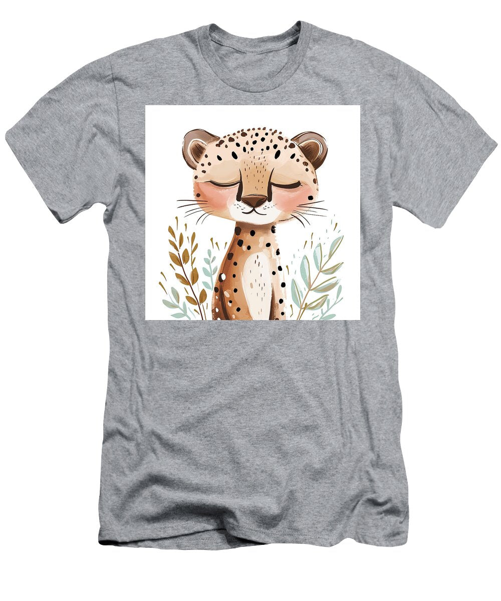 Cute Cheetah Illustration with Floral Accents Sanusi Rotimi T-Shirt