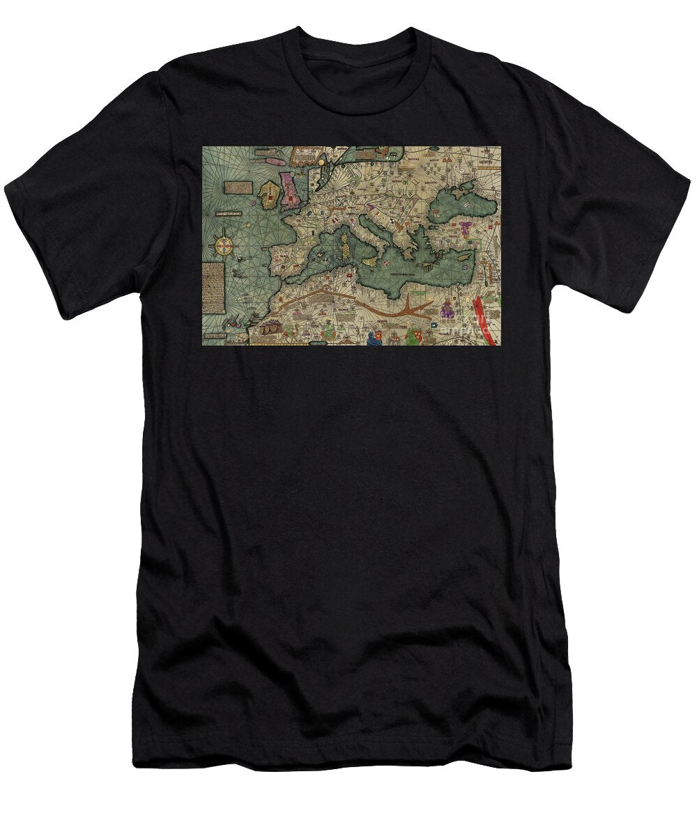 North Africa Europe and the Middle East From the Catalan Atlas Reproduction Abraham Cresques T-Shirt