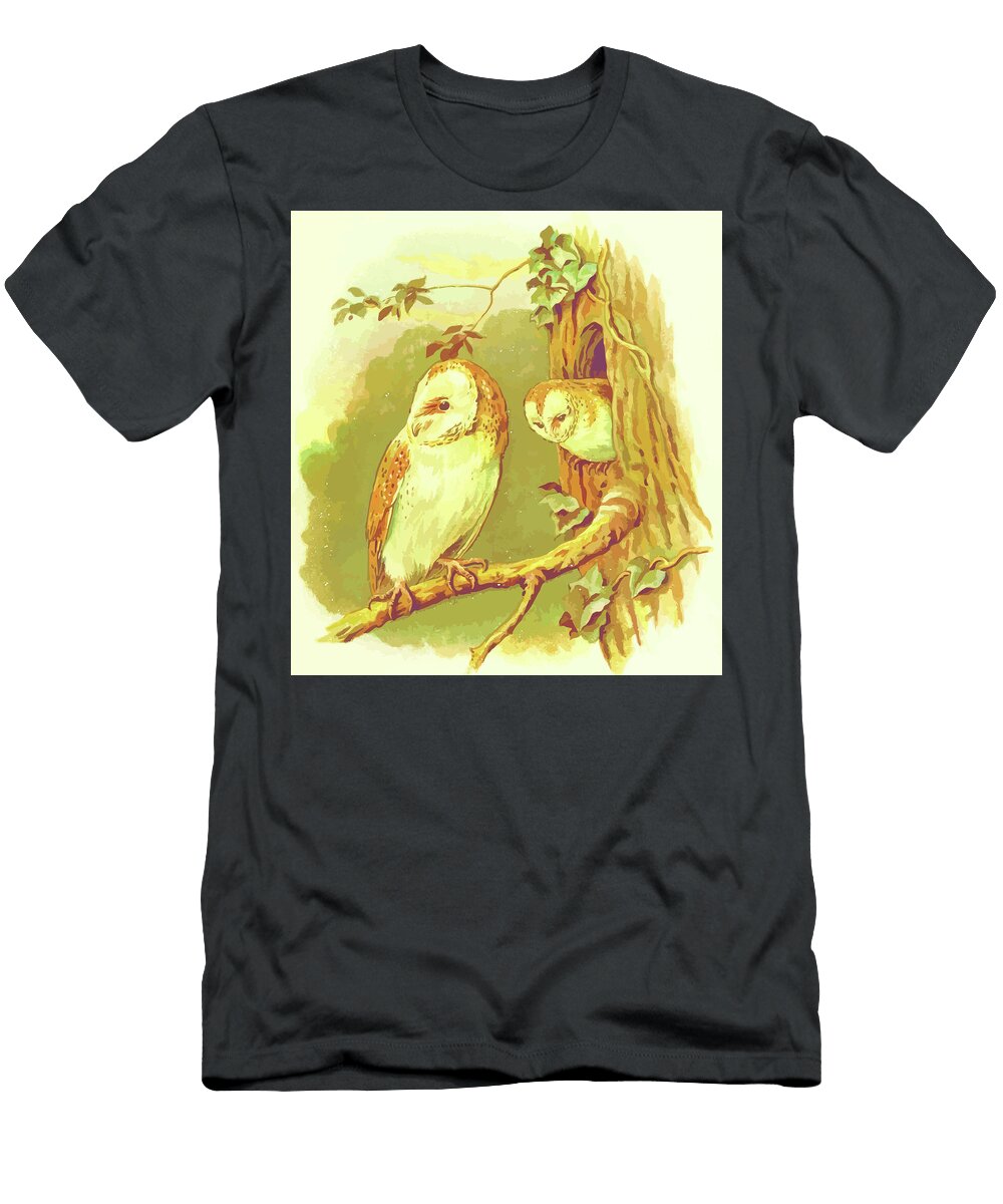 Owls Vintage Animal Illustration Vintage Animal Illustrations T-Shirt